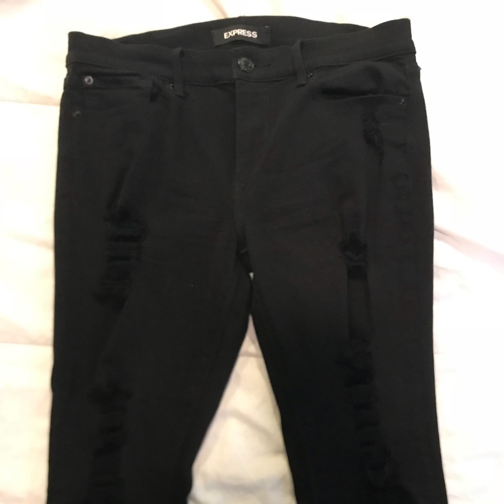 Express distressed jean leggings